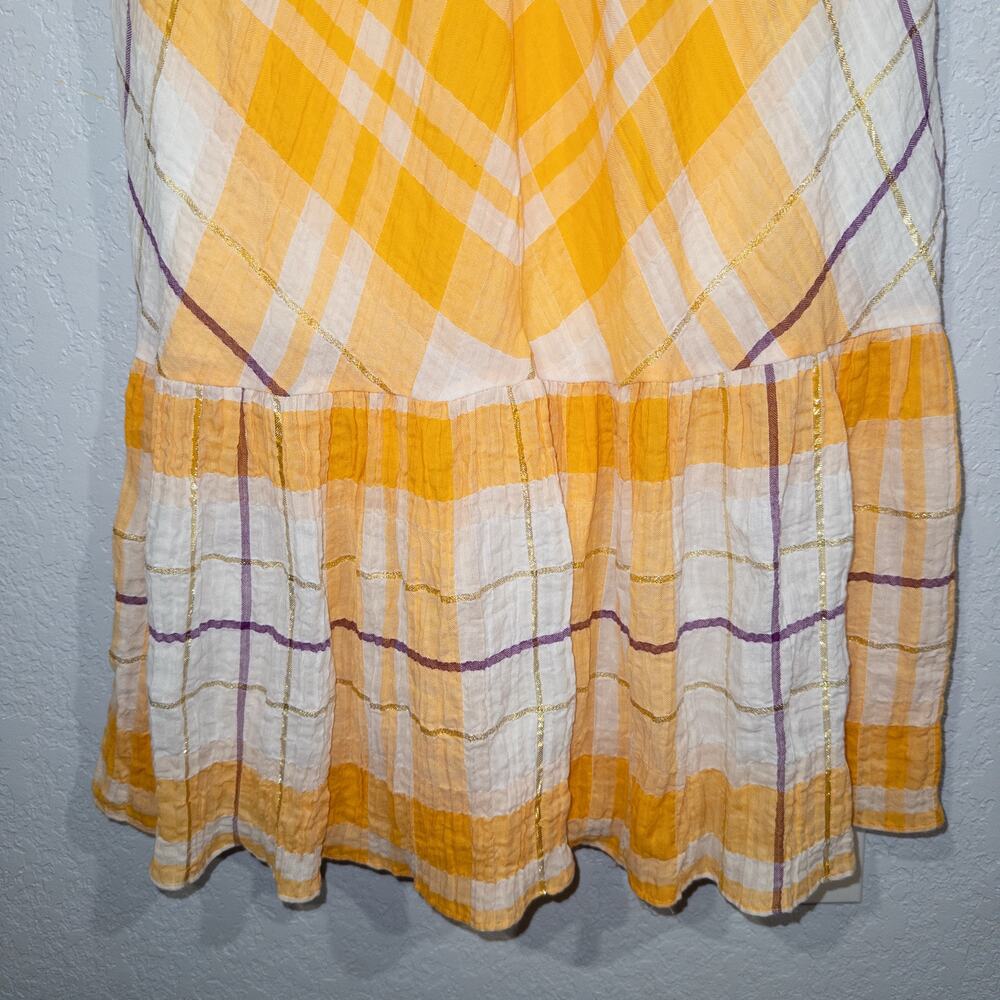 Holding Horses Anthropologie Yellow Plaid Clementine Maxi Dress Medium - Picture 5 of 9